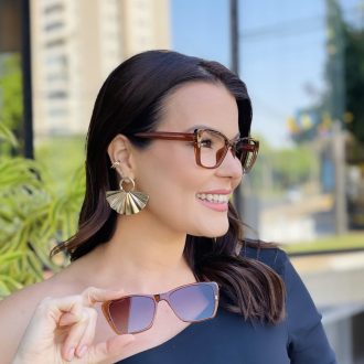 safine com br oculos feminino 2 em 1 clip on gatinho marrom transparente pamela