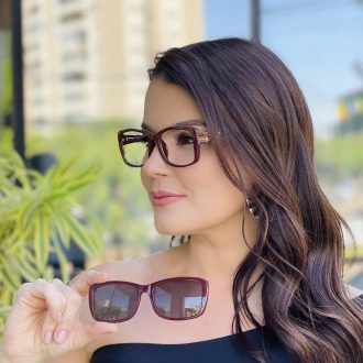 safine com br oculos feminino 2 em 1 clip on retangular marsala bruna