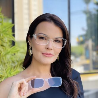 safine com br oculos feminino 2 em 1 clip on retangular transparente bruna 2