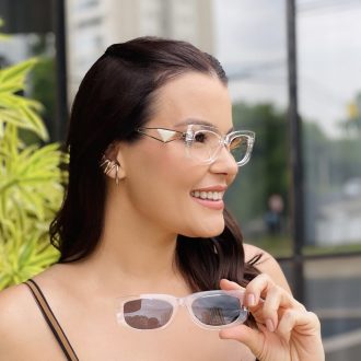 safine com br oculos feminino 2 em 1 clip on retangular transparente paty