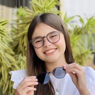 safine com br oculos infantil 2 em 1 clip on redondo cinza aninha