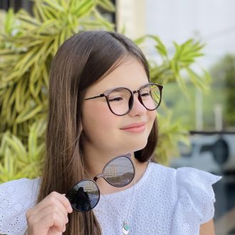 safine com br oculos infantil 2 em 1 clip on redondo marrom aninha 3