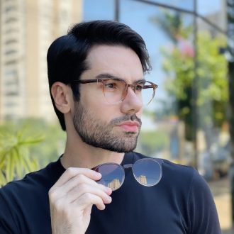 safine com br oculos 2 em 1 clip on redondo marrom degrade joao 9