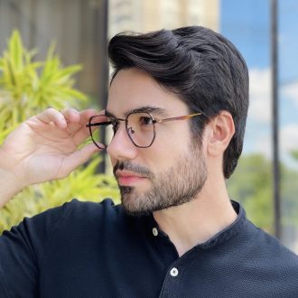 safine com br oculos de grau masculino hexagonal dourado geovani 2 0 3