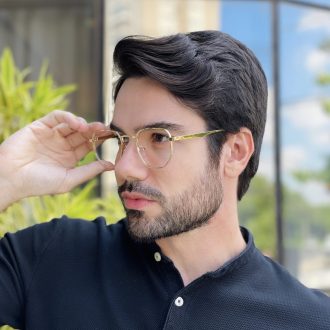 safine com br oculos de grau masculino hexagonal dourado geovani 2 0 6