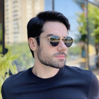 safine com br oculos de sol masculino redondo dourado rafael 2