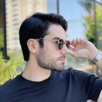 safine com br oculos de sol masculino redondo dourado rafael 4