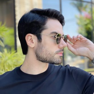 safine com br oculos de sol masculino redondo dourado rafael 5