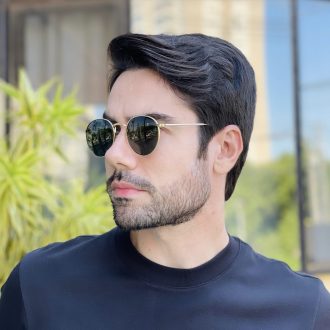 safine com br oculos de sol masculino redondo dourado rafael 7