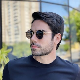 safine com br oculos de sol masculino redondo dourado rafael 8