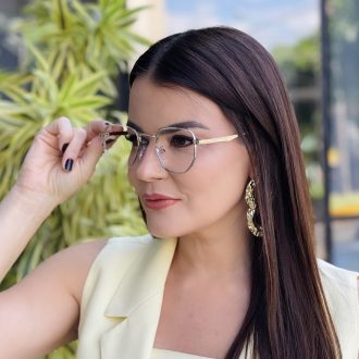 safine com br oculos de grau feminino hexagonal prata karen 2 0 3