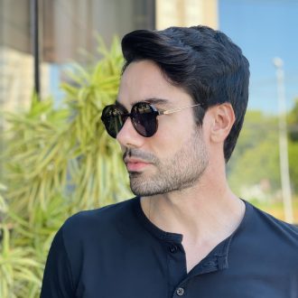 safine com br oculos 2 em 1 clip on masculino redondo dourado e marrom douglas 2 0 5