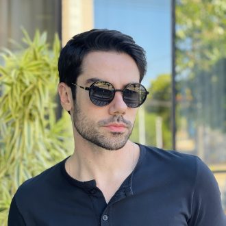 safine com br oculos 2 em 1 clip on masculino redondo dourado e preto douglas 2 0