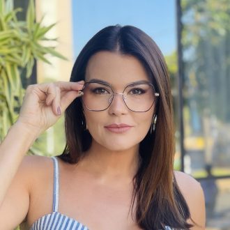 safine com br oculos de grau feminino quadrado preto e dourado elisa