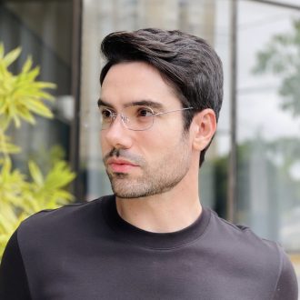safine com br oculos de grau masculino em titanio oval prata matteo 1