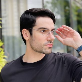 safine com br oculos de grau masculino em titanio oval prata matteo 3