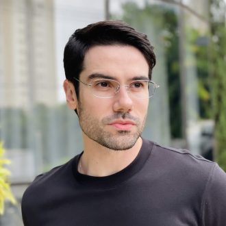 safine com br oculos de grau masculino em titanio oval prata matteo