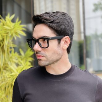 safine com br oculos de grau masculino quadrado preto fosco danilo