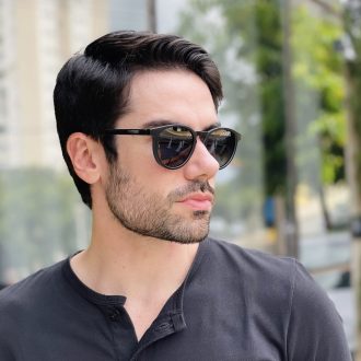 safine com br oculos de sol masculino redondo preto e cinza mario 3