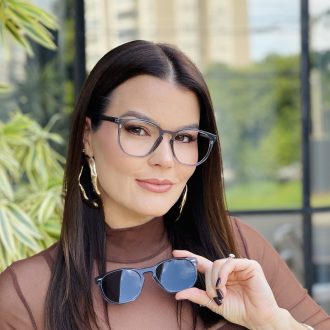 safine com br oculos 2 em 1 clip on hexagonal cinza transparente dulce