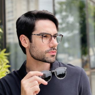 safine com br oculos 2 em 1 clip on masculino redondo cinza mike 4