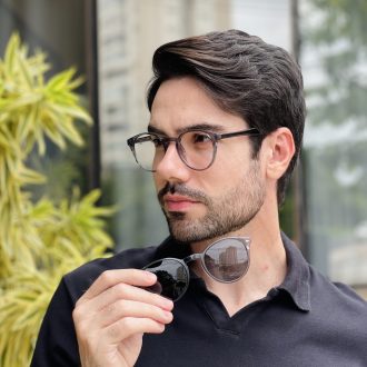 safine com br oculos 2 em 1 clip on masculino redondo cinza paulo 2 0 5