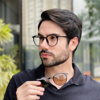 safine com br oculos 2 em 1 clip on masculino redondo marrom otto 2 0 25