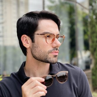 safine com br oculos 2 em 1 clip on masculino redondo marrom transparente mike 4