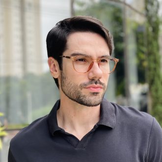 safine com br oculos 2 em 1 clip on masculino redondo marrom transparente mike 7