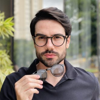 safine com br oculos 2 em 1 clip on masculino redondo preto fosco sergio 23