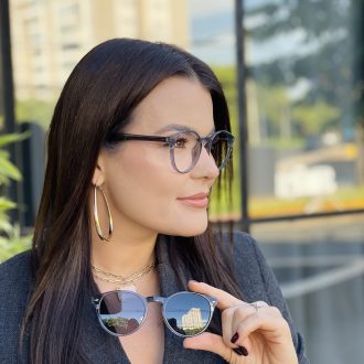 safine com br oculos 2 em 1 clip on redondo cinza transparente carol 2 0 16