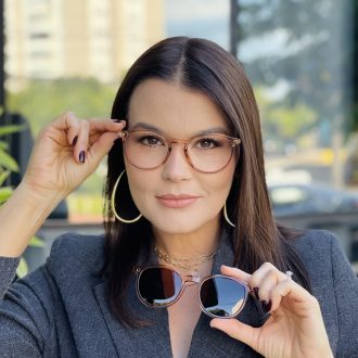 safine com br oculos 2 em 1 clip on redondo marrom transparente ariana 4