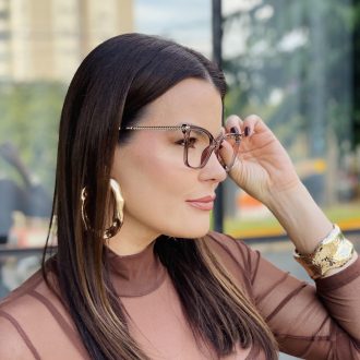 safine com br oculos de grau feminino gatinho marrom transparente taisa 2