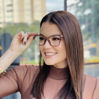 safine com br oculos de grau feminino gatinho marrom transparente taisa