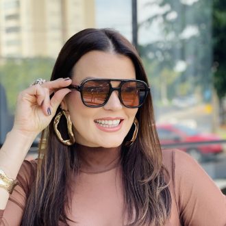 safine com br oculos de sol feminino aviador preto e marrom cleo 1