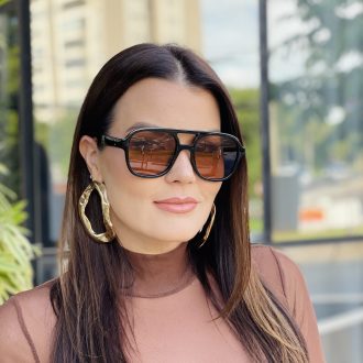 safine com br oculos de sol feminino aviador preto e marrom cleo 3