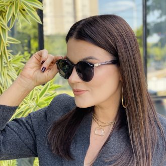 safine com br oculos de sol feminino redondo cinza tami