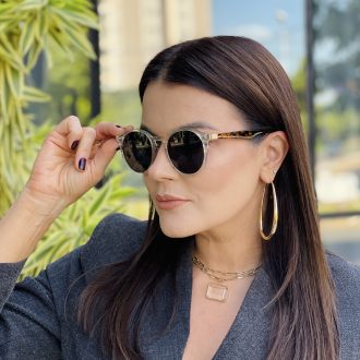 safine com br oculos de sol feminino redondo verde transparente tami