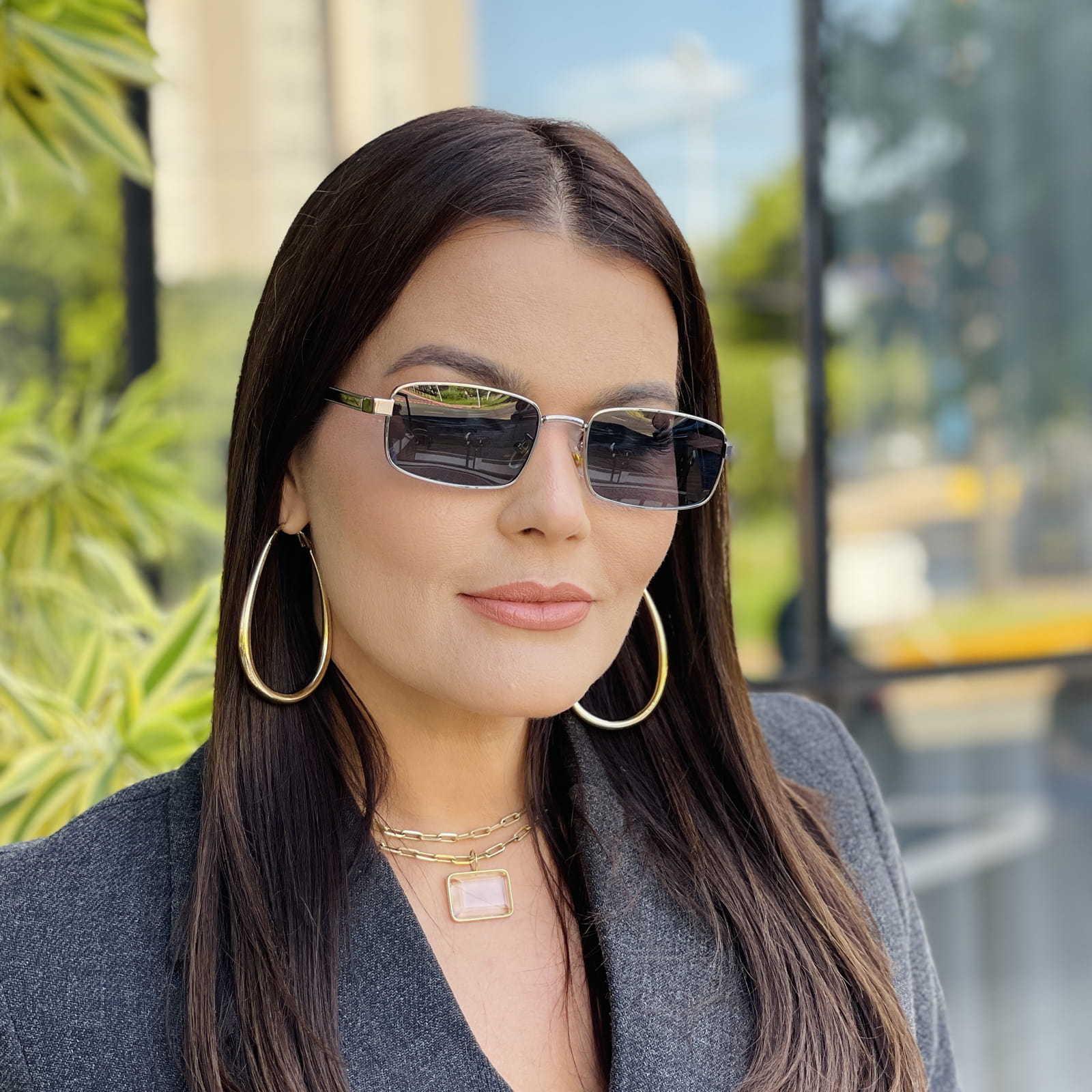 safine com br oculos de sol feminino retangular prata naomi 3