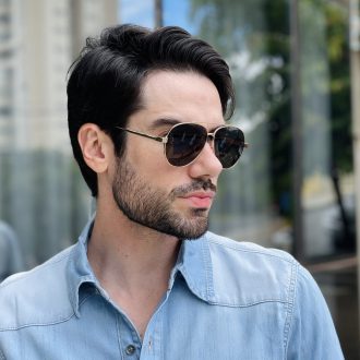 safine com br oculos de sol masculino aviador dourado tiago 9