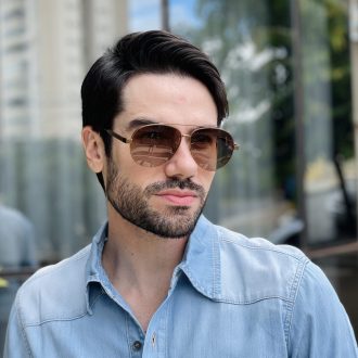 safine com br oculos de sol masculino aviador marrom tiago