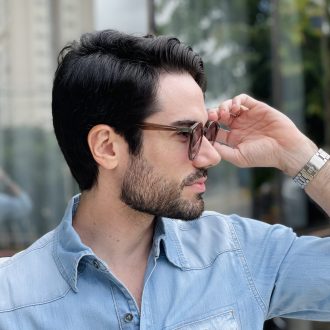 safine com br oculos de sol masculino redondo marrom robert 18