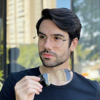 safine com br oculos 2 em 1 clip on masculino hexagonal dourado 2 0 5