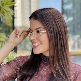 safine com br oculos de grau feminino retangular dourado naomi 2 0 4