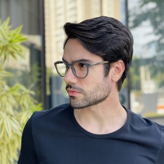 safine com br oculos de grau masculino redondo cinza francisco 3