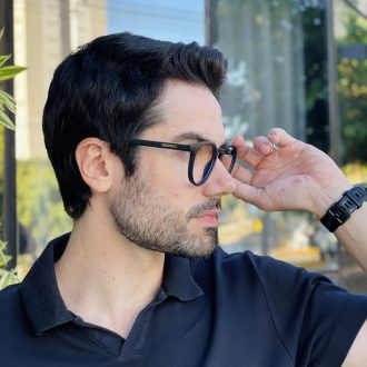safine com br oculos de grau masculino redondo preto e azul mario 2 0 2