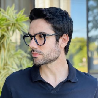 safine com br oculos de grau masculino redondo preto e azul mario 2 0 3