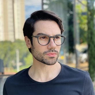 safine com br oculos de grau masculino redondo preto e cinza francisco 1