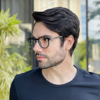 safine com br oculos de grau masculino redondo preto e cinza francisco 3