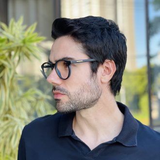 safine com br oculos de grau masculino redondo preto e cinza mario 2 0 3